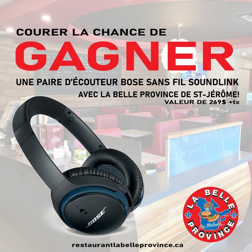 Courez la chance de gagner une paire d’écouteurs BOSE sans-fil d’une valeur de 269$!