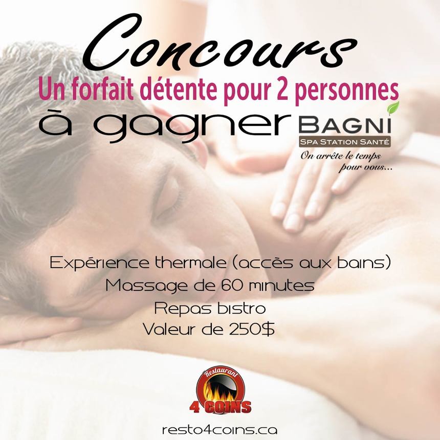 Un forfait détente à gagner!